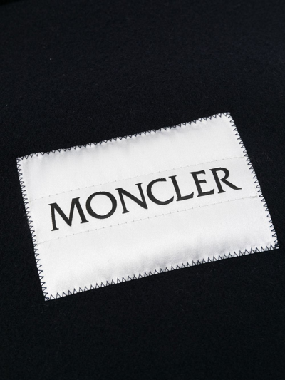 Shop Moncler Logo-patch Wool Scarf In Blau