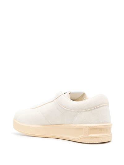 Shop Jil Sander Lace-up Leather Sneakers In Weiss