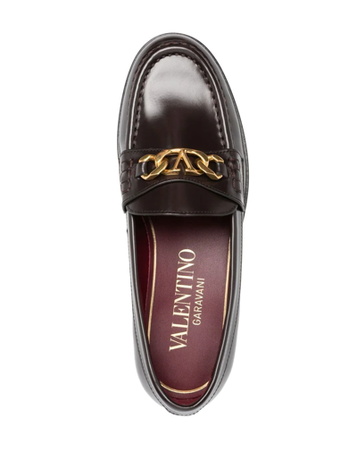 Shop Valentino Vlogo Signature Loafers In Braun