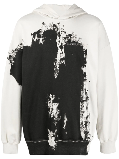 Shop A-cold-wall* Paint-effect Cotton Hoodie In Schwarz
