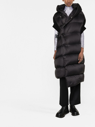 Shop Rick Owens Asymmetric Hooded Padded Coat In Schwarz