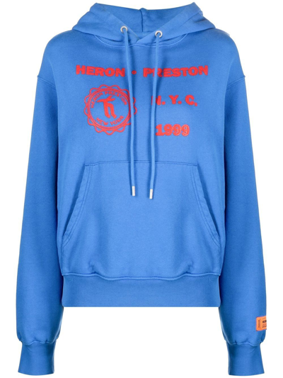 Shop Heron Preston Medieval Heron Graphic-print Hoodie In Blau