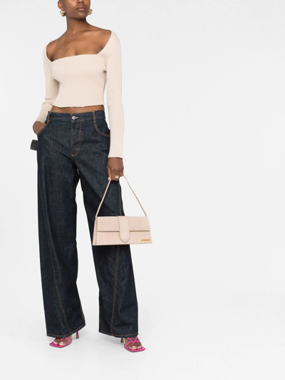 Shop Jacquemus Le Bambino Long Shoulder Bag In Nude