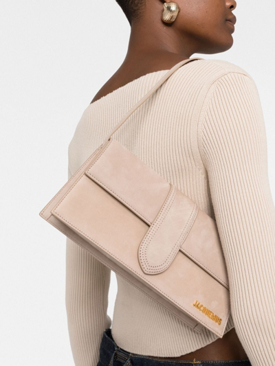 Shop Jacquemus Le Bambino Long Shoulder Bag In Nude