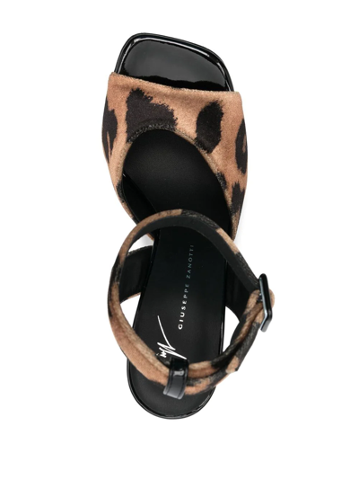 Shop Giuseppe Zanotti 110mm Leopard-print Sandals In Braun