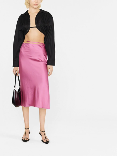 Shop Jacquemus Logo-plaque Strap-detail Skirt In Rosa