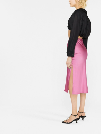 Shop Jacquemus Logo-plaque Strap-detail Skirt In Rosa