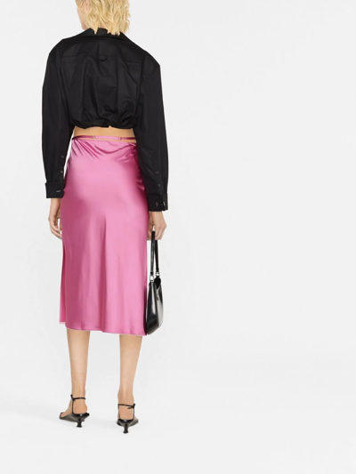 Shop Jacquemus Logo-plaque Strap-detail Skirt In Rosa