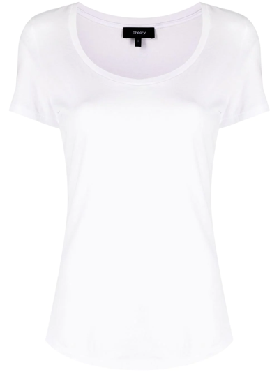 Shop Theory Scoop Neck T-shirt In Weiss