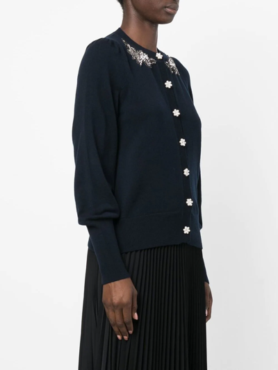 Shop Erdem Button-down Knit Cardigan In Blau