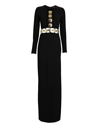 Shop Staud Delphine Embellished Cut-out Maxi Dress In Black