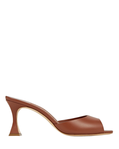 Shop Manolo Blahnik Jadarona 70 Leather Mules In Brown