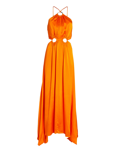 Shop Elliatt Visitant Cut-out Satin Maxi Dress In Orange