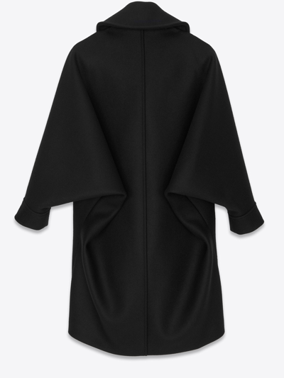 Shop Saint Laurent Oversized Wool Coat In Black