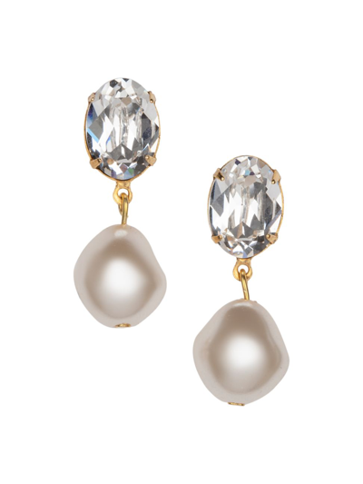 Shop Jennifer Behr Women's Tunis 24k Gold-plated, Crystal & Glass Pearl Drop Earrings In Silver