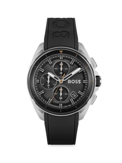 Shop Hugo Boss Men's Volane Silicone Strap Bracelet Watch In Black
