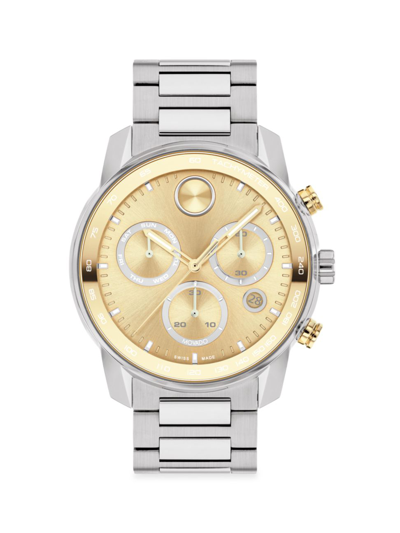 Shop Movado Men's Bold Verso Stainless Steel Bracelet Watch In Gold