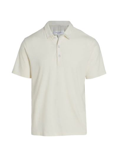 Shop Rag & Bone Men's Mercer Linen Polo Shirt In Ivory