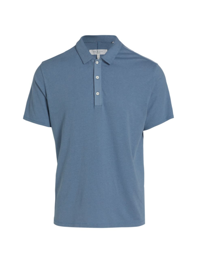 Shop Rag & Bone Men's Mercer Linen Polo Shirt In Blue