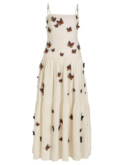 Shop Agua By Agua Bendita Women's Lima Butterfly-applique Maxi Dress In Neutral