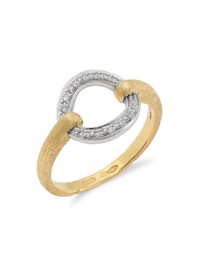 Shop Marco Bicego Women's Jaipur Two-tone 18k Gold & Diamond Flat-link Ring
