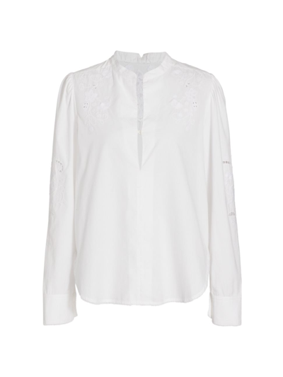 Shop Rag & Bone Women's Jade Embroidered Cotton Blouse In White