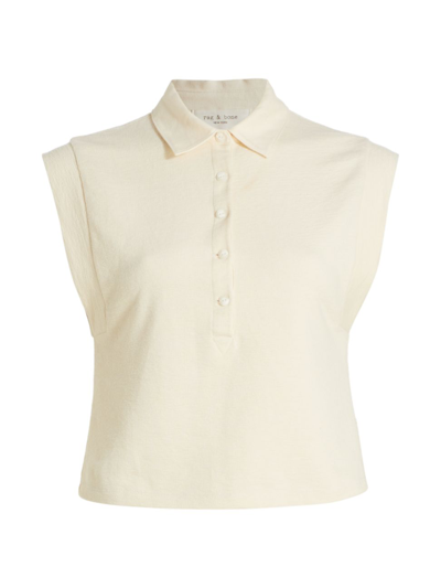 Shop Rag & Bone Women's Mckenna Cotton Polo Shirt In Antique White