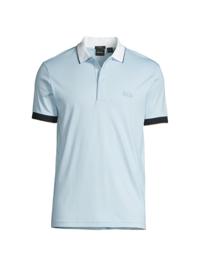 Shop Hugo Boss Men's Paule Interlock Polo Shirt In Pastel Blue