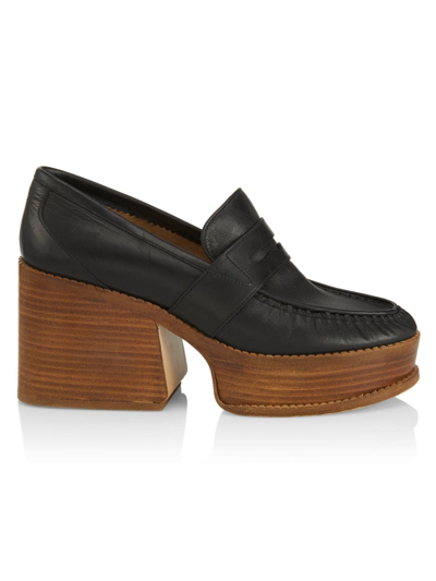 Shop Gabriela Hearst Women's Augusta Leather Platform Penny Loafers In Black
