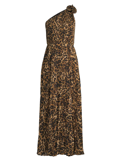 Shop Milly Women's Gina Leopard-print Pleated Maxi Dress In Neutral