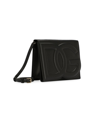 Shop Dolce & Gabbana Women's Dg Leather Flap Crossbody Bag In Nero