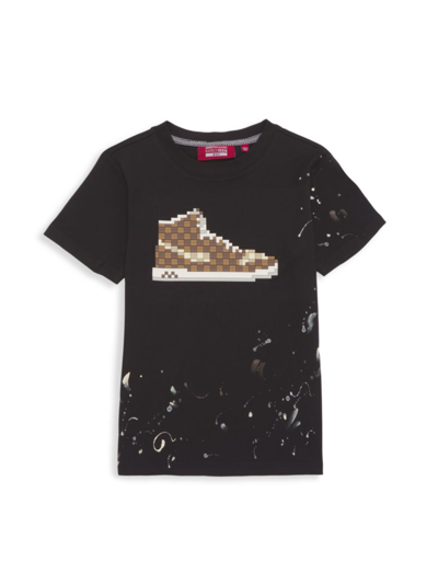 Shop Mostly Heard Rarely Seen 8-bit Little Boy's & Boy's Mini Checker Louis T-shirt In Black
