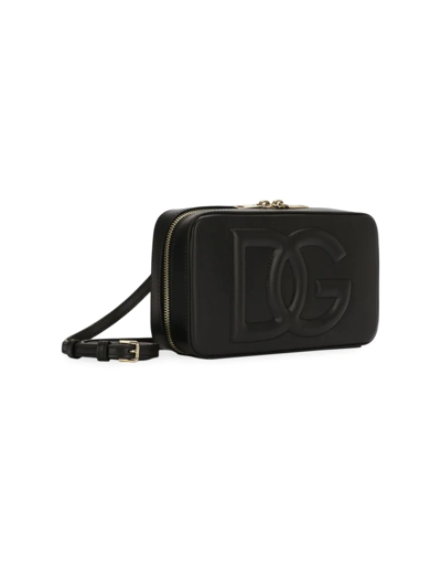 Shop Dolce & Gabbana Women's Dg Logo Leather Shoulder Bag In Nero