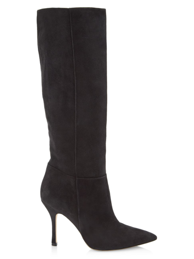 Shop Larroude Kate Tall Suede Boots In Black Suede
