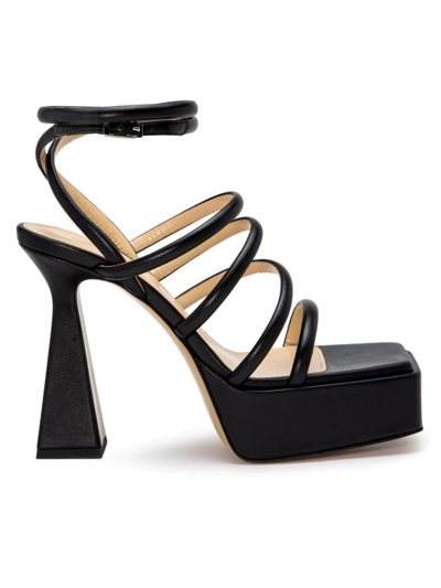 Shop Mach & Mach Women's Strappy Leather Platform Sandals In Black