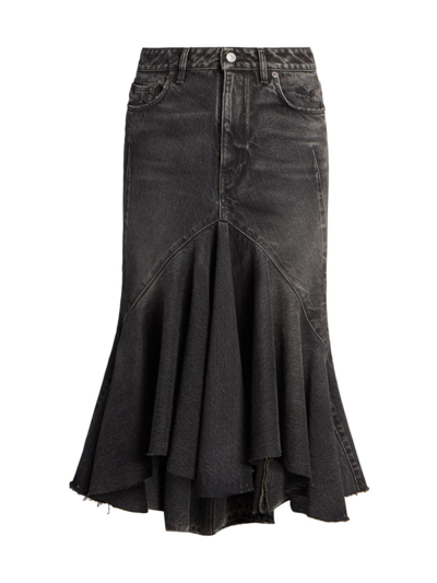 Shop Balenciaga Denim Mermaid Midi-skirt In Charcoal