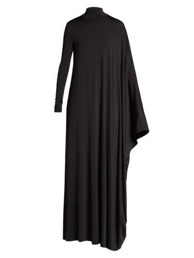 Shop Balenciaga Minimal Draped-side Maxi Dress In Black