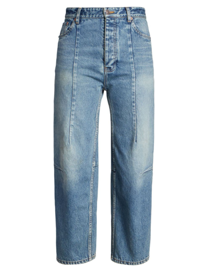 Shop Balenciaga Biker Darts Wide-leg Jeans In True Blue