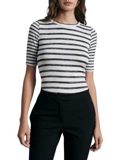 Shop Rag & Bone Women's The Knit Stripe Slim T-shirt In Grey Multi