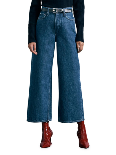 Shop Rag & Bone Women's Andi High-rise Wide-leg Ankle Jeans In Blue