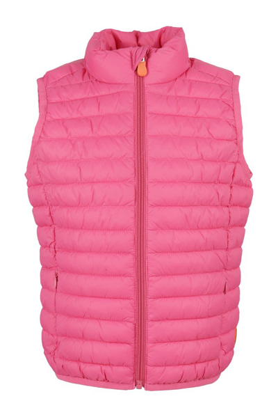 Shop Save The Duck Kids Padded Zipped Gilet In Pink