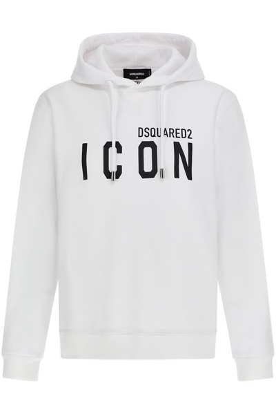 Shop Dsquared2 Logo Printed Drawstring Hoodie In White