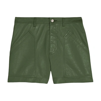 Shop Iro Moller Leather Short In Vintage Green