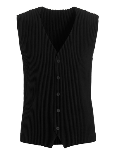 Shop Issey Miyake Homme Plissé  Pleated Vest In Black