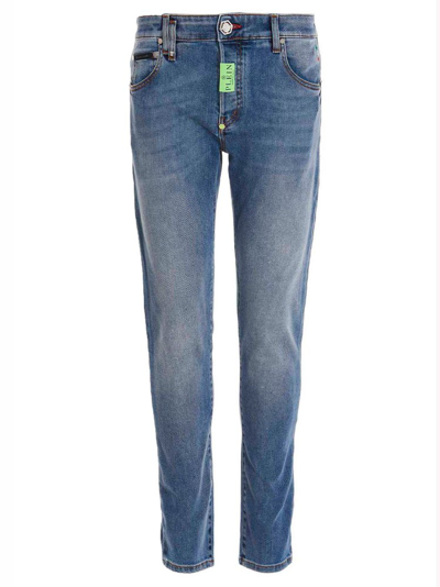 Shop Philipp Plein Logo Patch Skinny Jeans In Blue