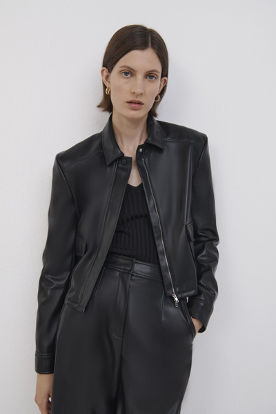 Shop Jonathan Simkhai Donna Vegan Leather Jacket In Black