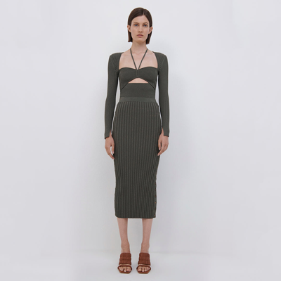 Shop Jonathan Simkhai Ashton Marled Midi Skirt In Olivine Multi