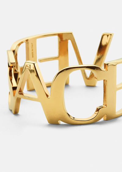Shop Versace Logo Cuff Bracelet In Gold