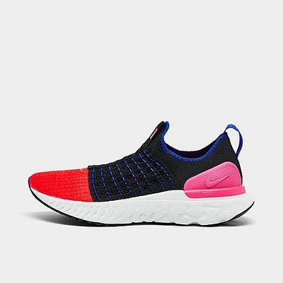 Shop Nike Women's React Phantom Run Flyknit 2 Running Shoes In Black/hyper Pink/racer Blue/bright Crimson