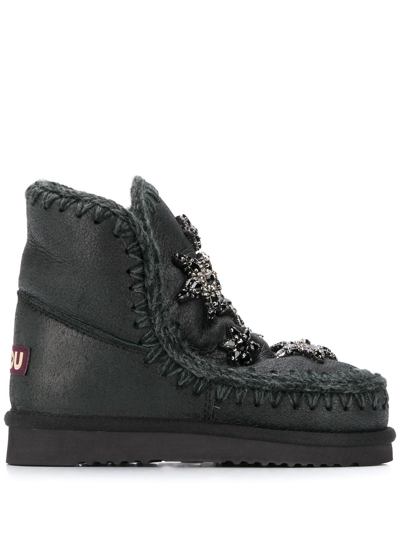 Mou Eskimo Boot 18cm Crystal Stars In Black